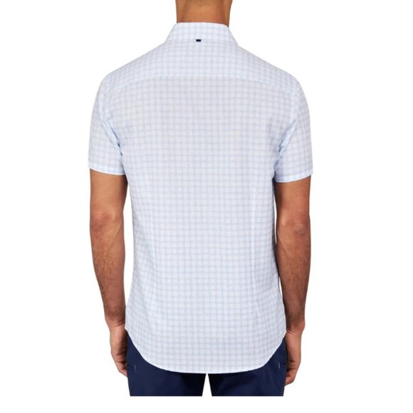 W.R.K Blue Check 4 Way Stretch Short Sleeve Button Up Shirt - Picture 2 of 3